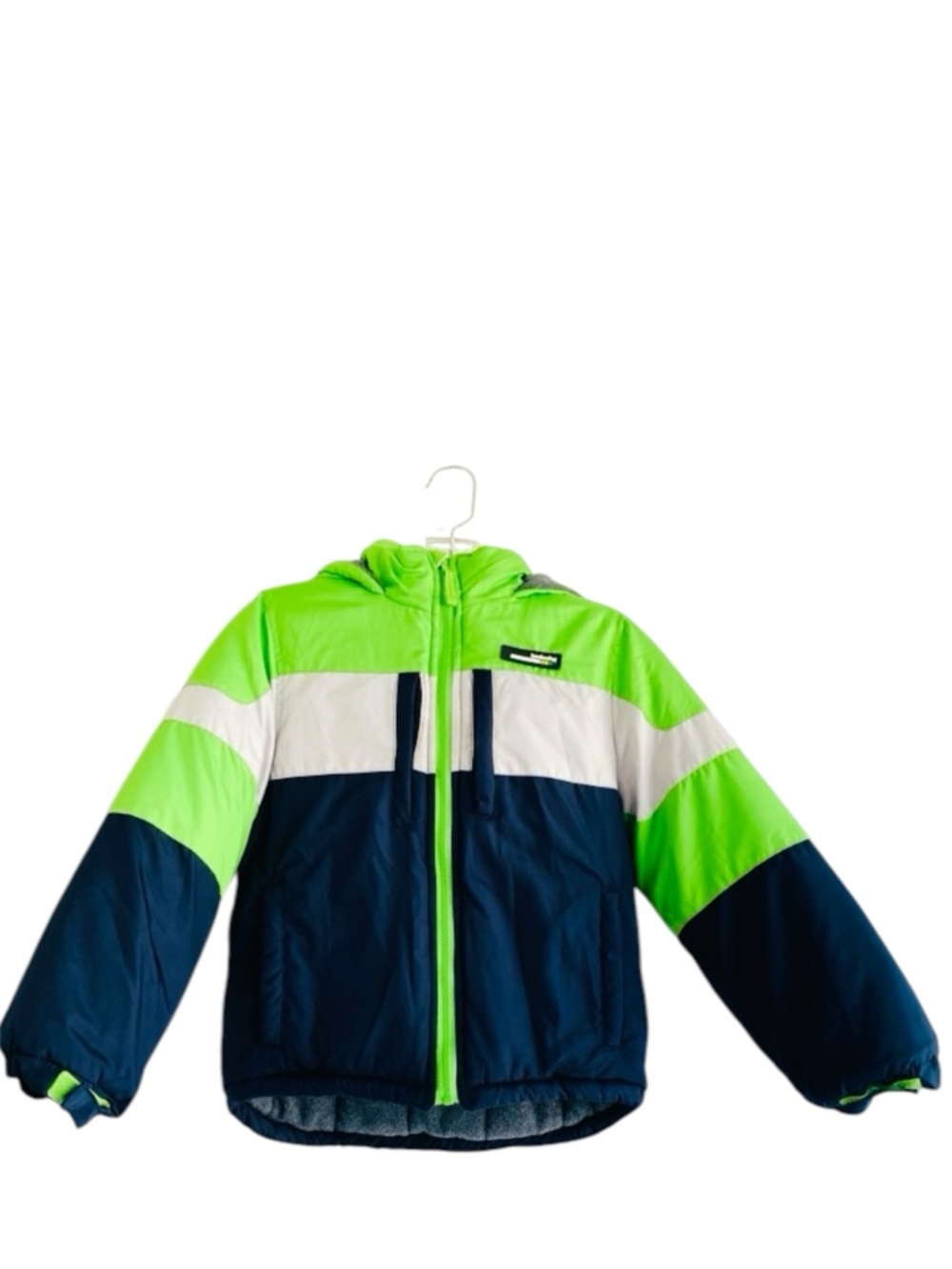 London Fog Thick Jacket Coat Hooded Lime Green, Gray, Navy Blue Boys Sz 8 Small